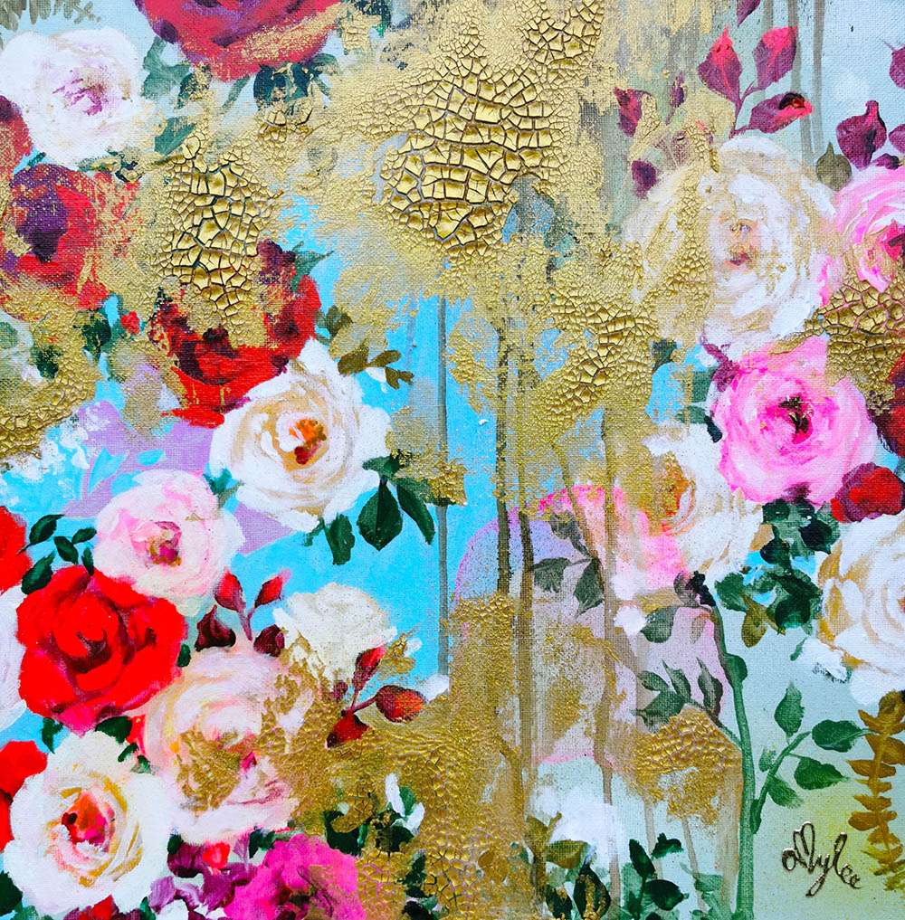 the flower pavilion 40x40 abstrait fleurs couleurs